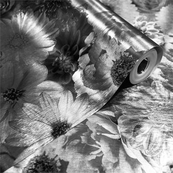 Grey and silver floral wallpaper